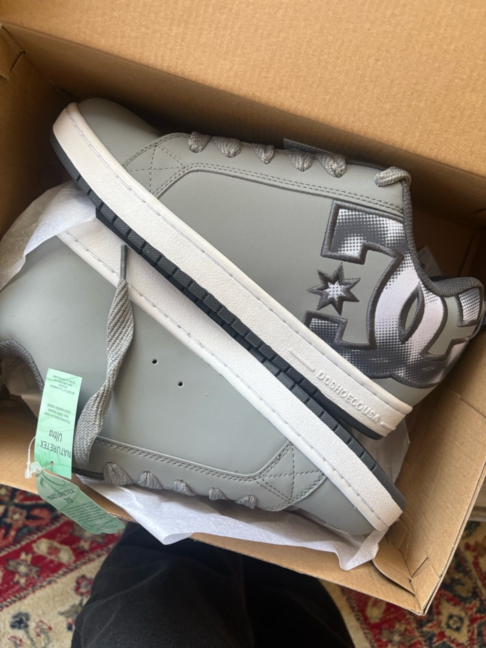 DC Men’s Grey and White Low-Top Skate Sneakers - Picture 5 of 6